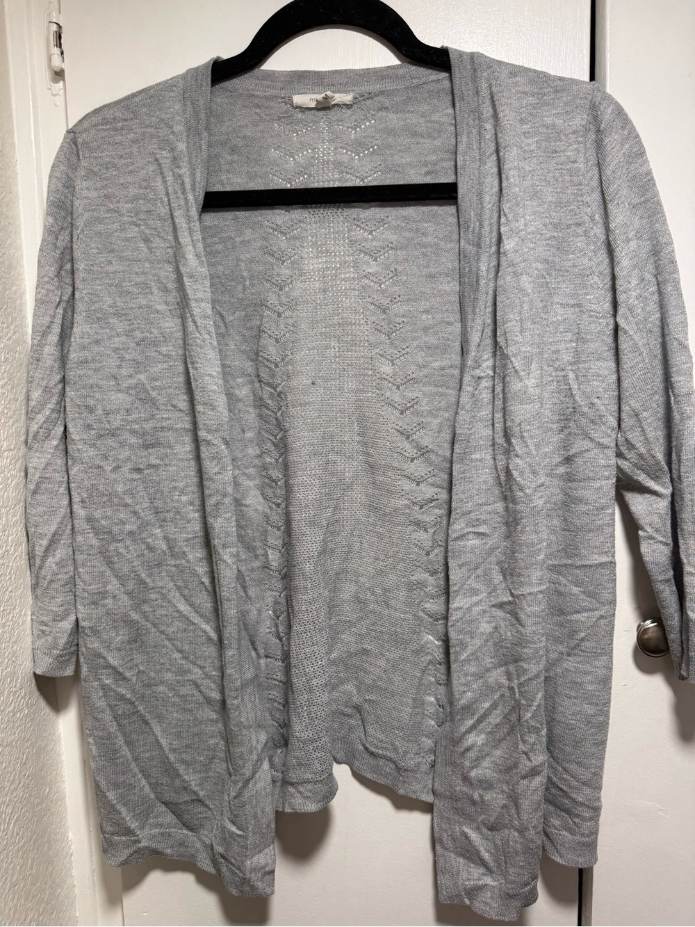 Maurices Light Gray Open-Front Knit Cardigan